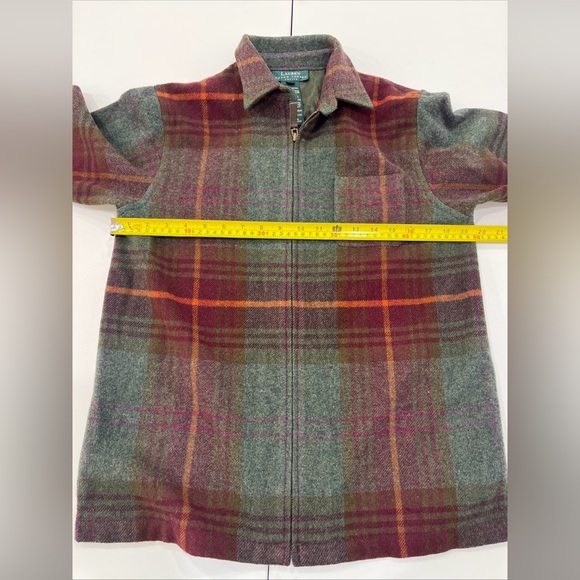 Vintage Lauren Ralph Lauren Petite Tweed Tartan Lamb Wool Leather Elbow Womens M - Picture 9 of 14